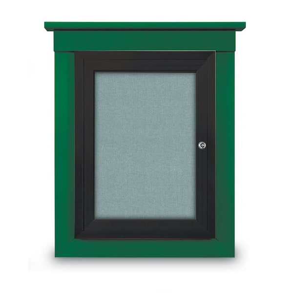 60"x48" 2-Door Enclosed Letterboard, Header, Black Felt/Cherry